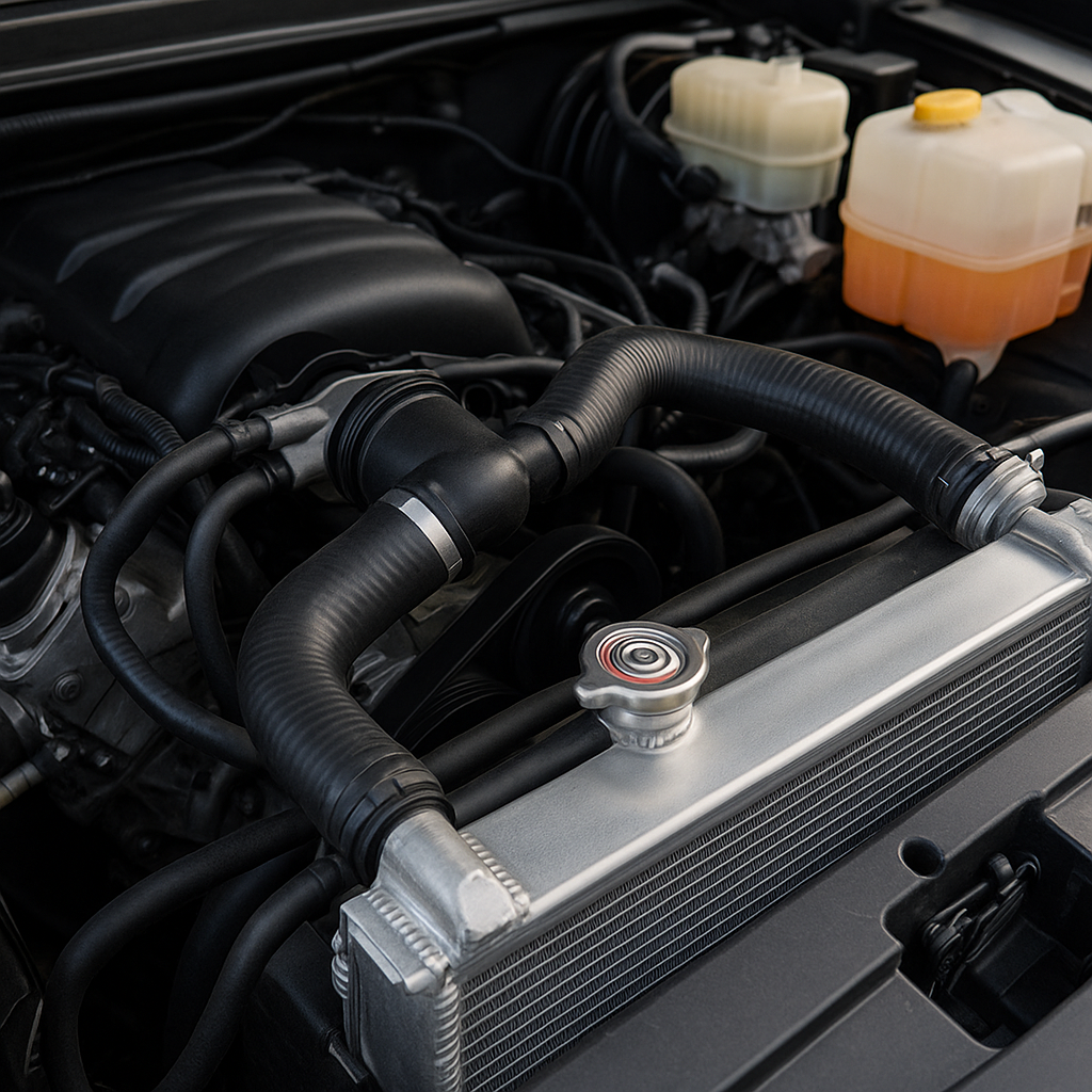 Radiator, hoses, and coolant reservoir