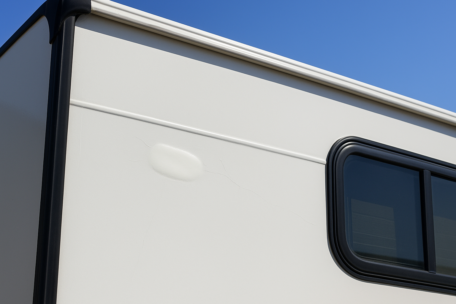 RV fiberglass exterior panel repair