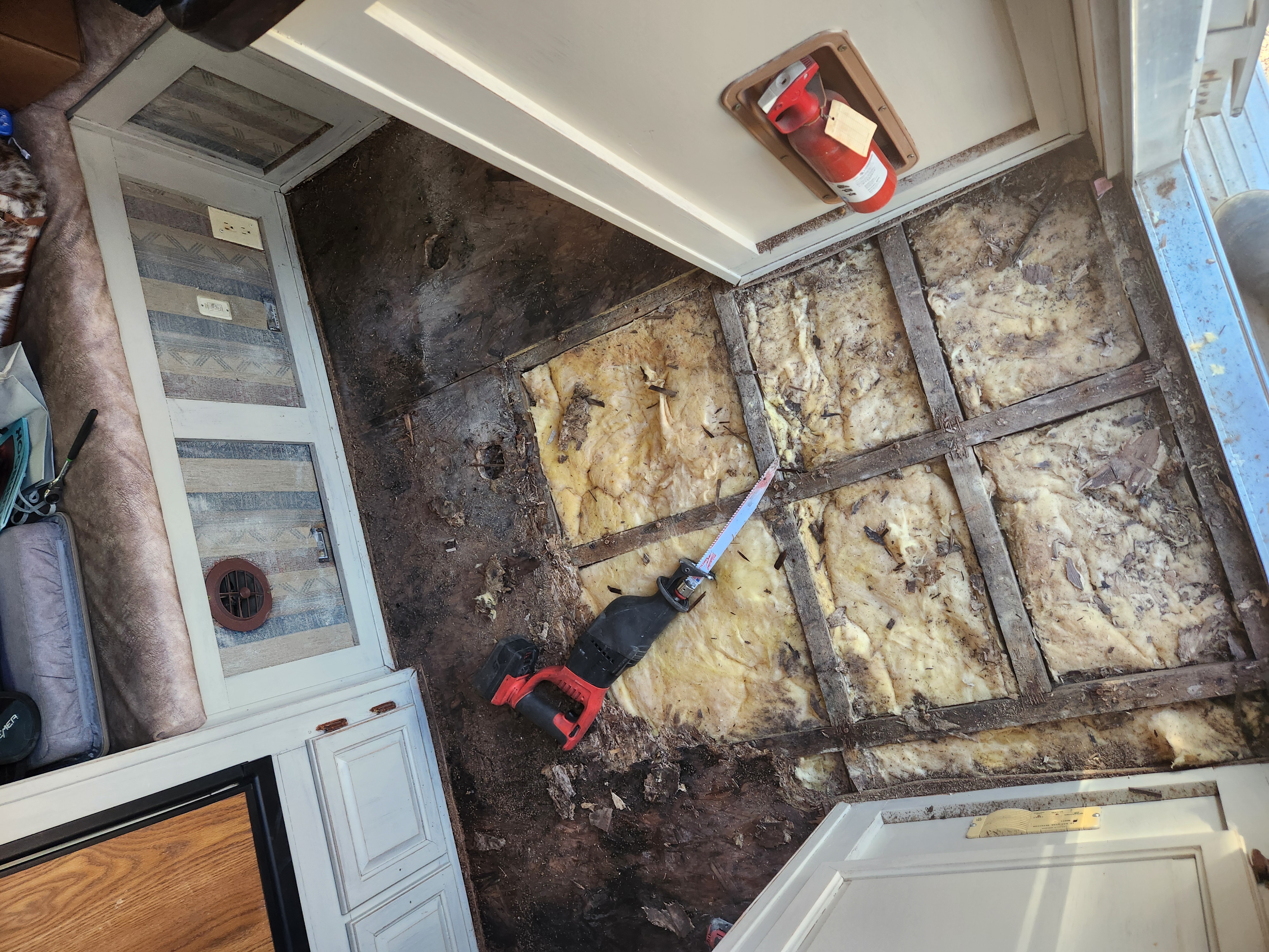 RV flooring area before repairs